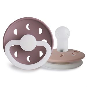 FRIGG Moon Phase - Round Silicone 2-Pack Pacifiers - Twilight Mauve Night/Blush Night - Size 1